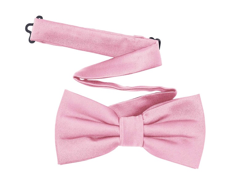 TINYHI Men's Pre-Tied Satin Formal Tuxedo Bowtie Adjustable Length Satin Bow Tie Pink One Size - Image 1